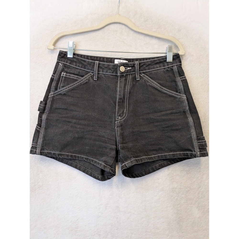 Simple Society Carpenter‎ Shorts Women's 5/27 Black Contrast Stitch High Rise